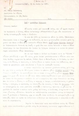 Carta de Antônio Eustáquio de Souza Nunes a Mario Schenberg