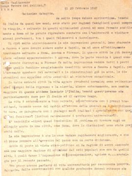Carta de Carlo Tagliacozzo a Gleb Wataghin