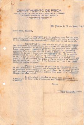 Carta de Gleb Wataghin a Y. Rocard