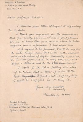 Carta de Abrahão de Moraes a Albert Einstein