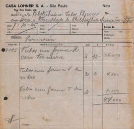 Notas fiscais, orçamentos e comunicado de produtos E. Leybold&#039;s de Casa Lohner S.A.