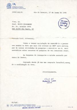 Carta de Roberto Lobo a Mario Schenberg