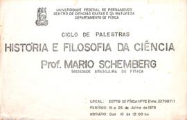 Cartaz de divulgação do ciclo de palestras de Mario Schenberg