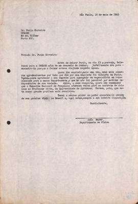Carta de Hans Albert Meyer (Jean) a Paulo Carneiro