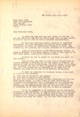 Carta de Hans Albert Meyer (Jean) e Andrea Wataghin a Kurt Sitte
