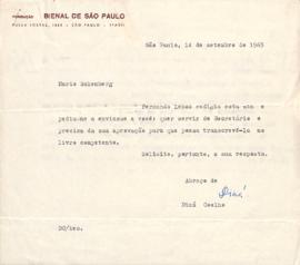 Carta de Diná Coelho a Mario Schenberg