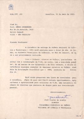 Carta de José Duarte de Araújo a Mario Schenberg