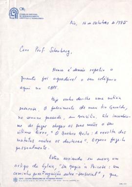 Carta de Sérgio Joffily a Mario Schenberg