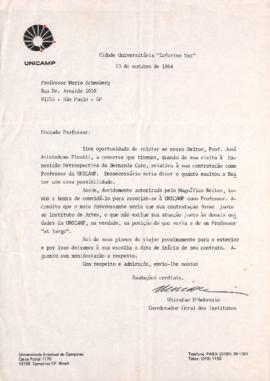 Carta de Ubiratan D&#039;Ambrósio a Mario Schenberg