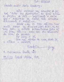 Carta de Franklin Jorge a Mario Schenberg