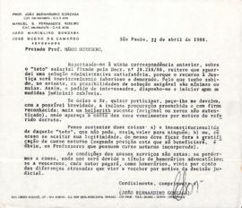 Carta de João Bernardino Gonzaga a Mario Schenberg