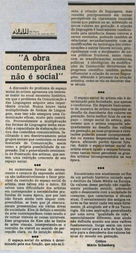 Recorte do jornal AQUI, São Paulo, 25-31 mai. 1977