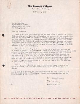 Carta de Ernest O. Wollan a Gleb Wataghin
