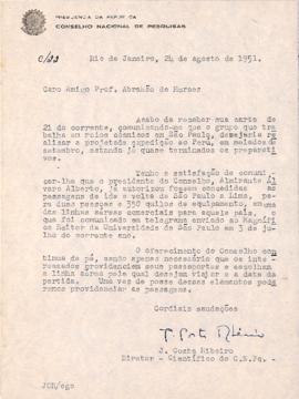 Carta de José Costa Ribeiro a Abrahão de Moraes