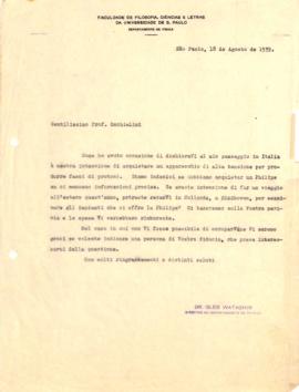 Carta de Gleb Wataghin a Giuseppe Occhialini