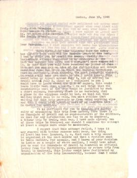 Carta de Franco Rasetti a Gleb Wataghin