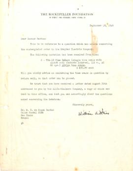 Carta de William A. Heins a Marcello Damy de Souza Santos