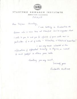 Carta de Constantin Kockinos a Mario Schenberg