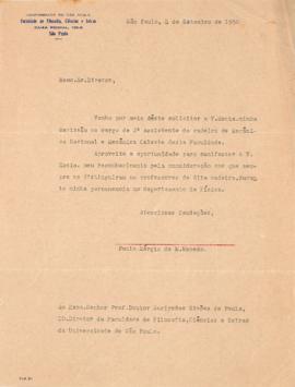 Carta de Paulo Sérgio de Magalhães Macedo a Eurípedes Simões de Paula