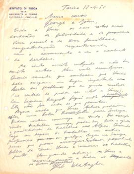 Carta de Gleb Wataghin a Georges Schwachheim e Hans Albert Meyer (Jean)