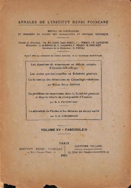 Annales de L&#039;institut Henri Poincaré, 1957