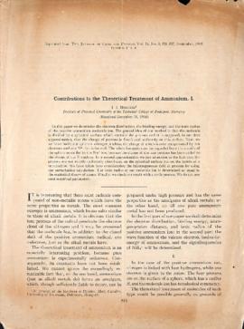 Contributions to the Theoretical Treatment of Ammonium. I
