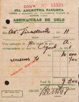 Notas de assinaturas da Companhia Antarctica Paulista.