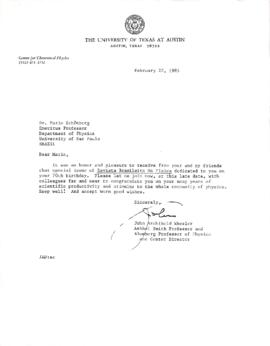 Carta de John Archibald Wheeler a Mario Schenberg