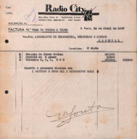 Notas fiscais, fatura e orçamento da Radio City (Paulo P. Olsen)