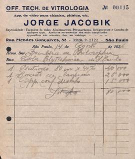 Nota de venda de Oficina Técnica de Vitrologia (Jorge Jacobik)