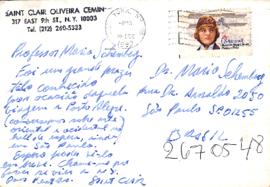 Cartão postal de Saint Claire Oliveira Cemin a Mario Schenberg