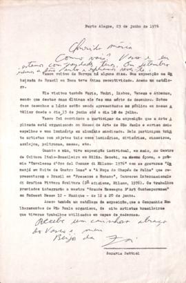Carta de Zoravia Bettiol a Mario Schenberg