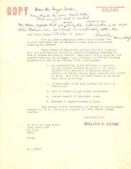 Carta de William A. Heins a Marcello Damy de Souza Santos