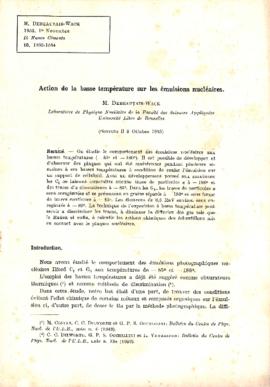 Separata: Action de la base température sur les émulsions nucléaires. Il Nuovo Cimento, nº.10, pp...