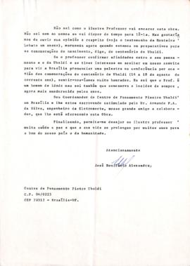 Carta de José Bonifácio Alexandre a Mario Schenberg