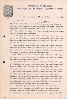 Carta de  [Abrahão de Moraes, Andrea Wataghin e Georges Schwachheim] a Hans Albert Meyer (Jean)