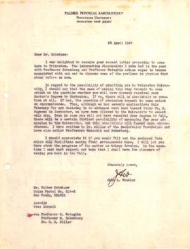 Carta de John A. Wheeler a Walter Schützer
