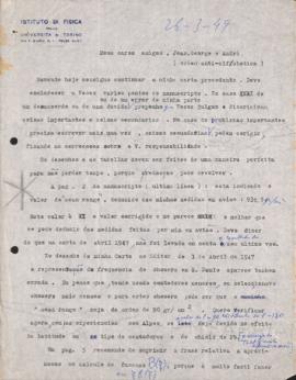 Carta de Gleb Wataghin a Hans Albert Meyer (Jean), Georges Schwachheim e Andrea Wataghin