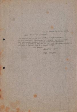 Carta de Gleb Wataghin a Ernest Lawrence